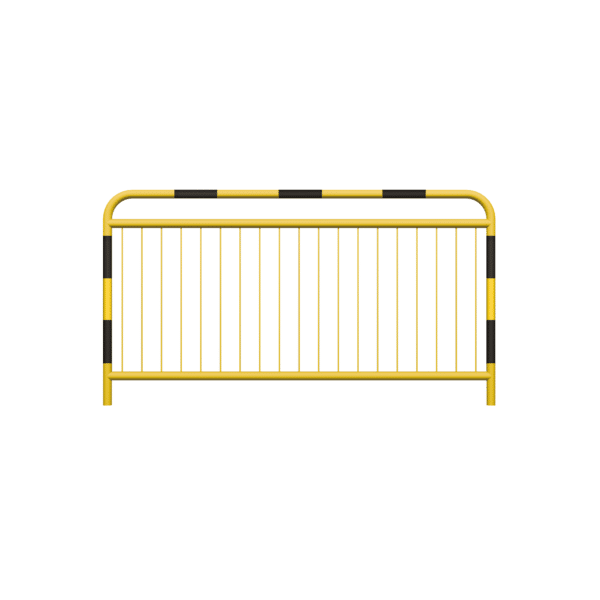 Bariera drogowa typu U-11a z dodatkową belką, malowana na żółto z pasami odblaskowymi,48,3 x 10 x 1500