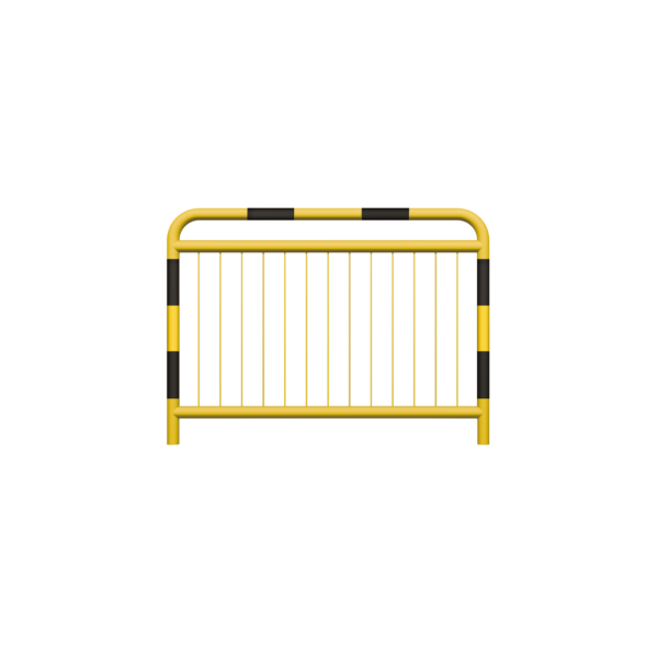 Bariera drogowa typu U-11a z dodatkową belką, malowana na żółto z pasami odblaskowymi, fi60,3 mm, 60,3 x 10 x 1500 mm
