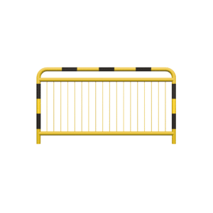 Bariera drogowa typu U-11a z dodatkową belką, malowana na żółto z pasami odblaskowymi, fi60,3 mm, 60,3 x 10 x 1500 mm